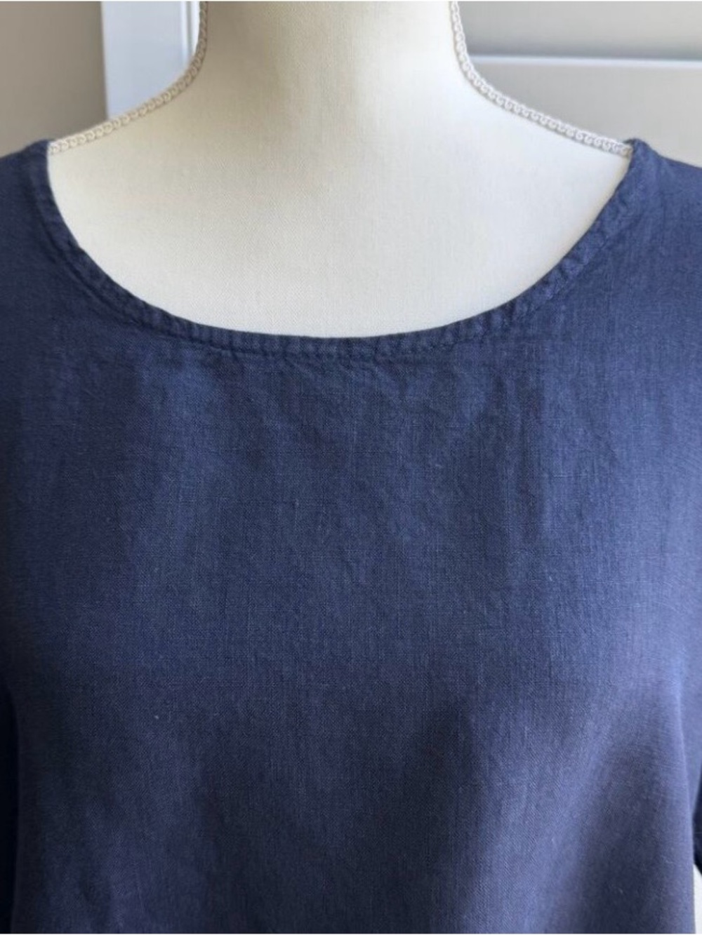 CHERISHH Top Womens Large Navy 100% Linen Front Tie Coastal Beachy Resort Wear - Picture 6 of 7